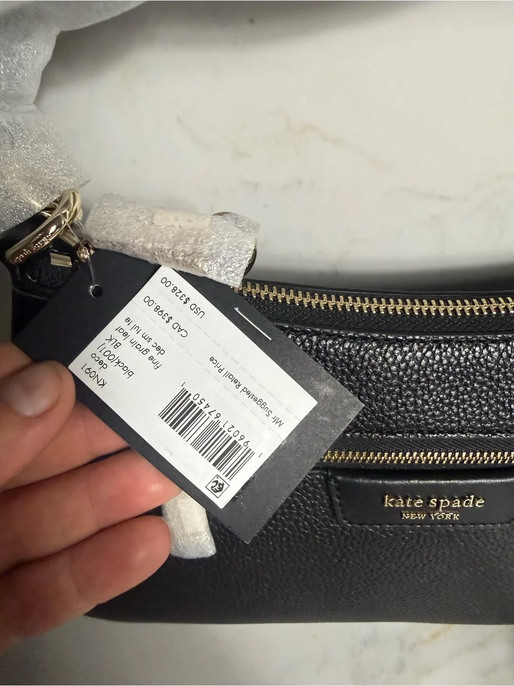 KATE SPADE NY Hudson Small Pebbled Leather Convertible Shoulder Bag- BLACK